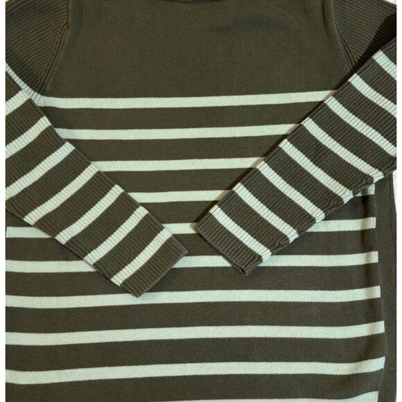 Talbots Long Sleeve Green Striped Women’s Sweater Side Slits Size Mp - Picture 9 of 12
